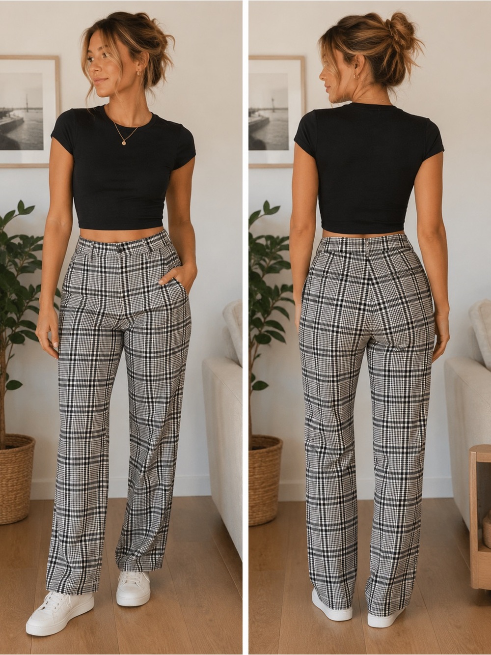 Abercrombie & Fitch Black and White straight-Leg Pants